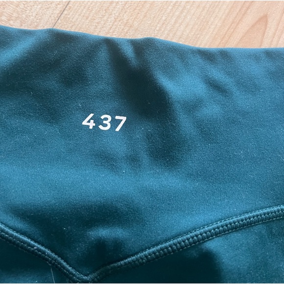 437 High-Waist Dark-Green Teal Biker Shorts - Picture 3 of 4